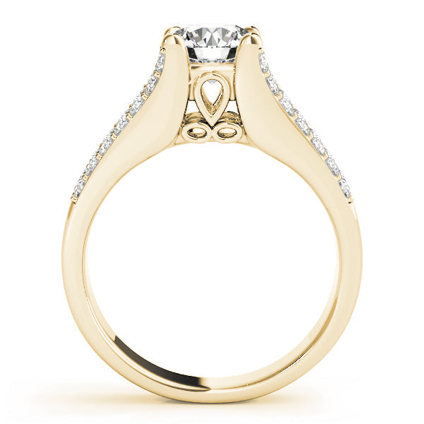 Lustrous Multi-Row Round Diamond Engagement Ring in 10K/14K gold and platinum with certified lab-grown or natural diamonds