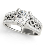 Lustrous Multi-Row Round Diamond Engagement Ring in 10K/14K gold and platinum with certified lab-grown or natural diamonds