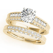 Opulent Antique Round Diamond Engagement Ring in 10K/14K gold and platinum with certified lab-grown or natural diamonds