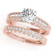 Opulent Antique Round Diamond Engagement Ring in 10K/14K gold and platinum with certified lab-grown or natural diamonds