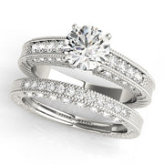 Opulent Antique Round Diamond Engagement Ring in 10K/14K gold and platinum with certified lab-grown or natural diamonds