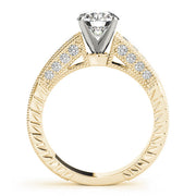 Opulent Antique Round Diamond Engagement Ring in 10K/14K gold and platinum with certified lab-grown or natural diamonds