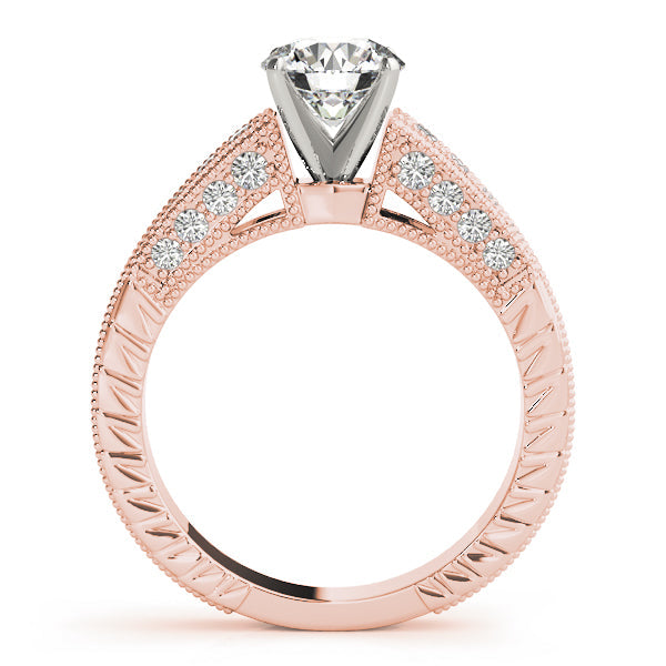 Opulent Antique Round Diamond Engagement Ring in 10K/14K gold and platinum with certified lab-grown or natural diamonds