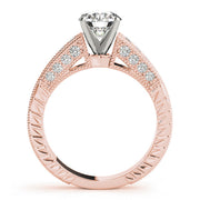 Opulent Antique Round Diamond Engagement Ring in 10K/14K gold and platinum with certified lab-grown or natural diamonds