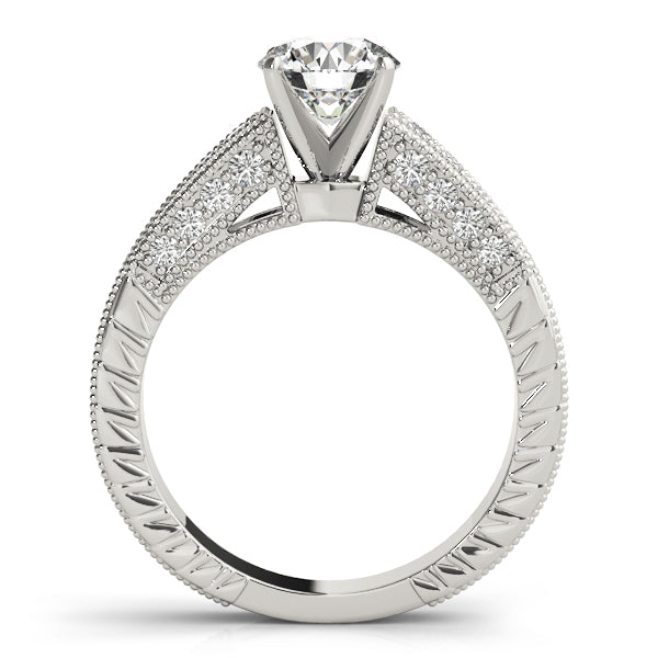 Opulent Antique Round Diamond Engagement Ring in 10K/14K gold and platinum with certified lab-grown or natural diamonds