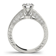 Opulent Antique Round Diamond Engagement Ring in 10K/14K gold and platinum with certified lab-grown or natural diamonds