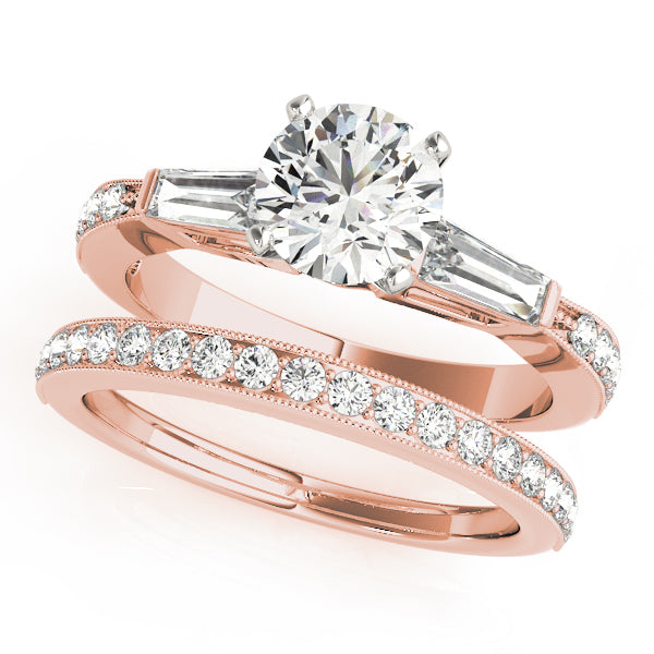 Celestial Fancy Shape Baguette Round Diamond Engagement Ring in 10K/14K gold and platinum with certified lab-grown or natural diamonds