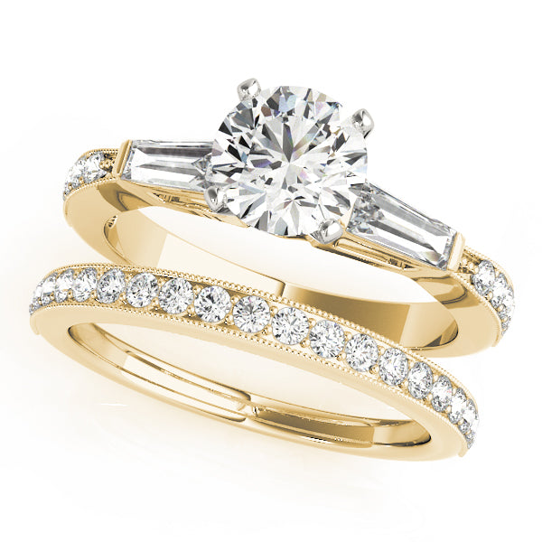 Celestial Fancy Shape Baguette Round Diamond Engagement Ring in 10K/14K gold and platinum with certified lab-grown or natural diamonds