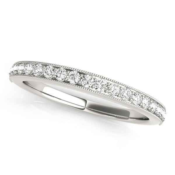 Prong Set Milgrain Half Eternity Ring in Gold & Platinum