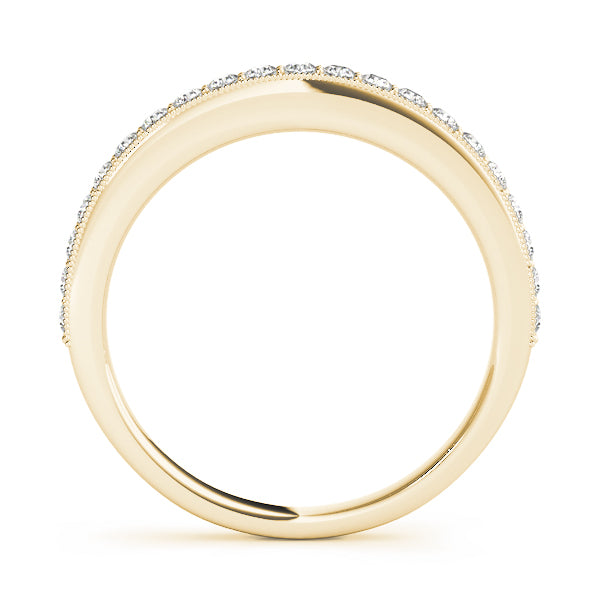 Prong Set Milgrain Half Eternity Ring in Gold & Platinum