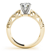 Crowned Antique Round Diamond Engagement Ring in 10K/14K gold and platinum with certified lab-grown or natural diamonds