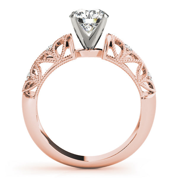 Crowned Antique Round Diamond Engagement Ring in 10K/14K gold and platinum with certified lab-grown or natural diamonds