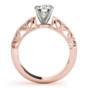 Crowned Antique Round Diamond Engagement Ring in 10K/14K gold and platinum with certified lab-grown or natural diamonds