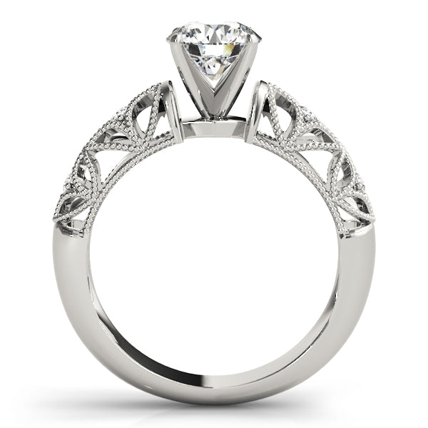 Crowned Antique Round Diamond Engagement Ring in 10K/14K gold and platinum with certified lab-grown or natural diamonds