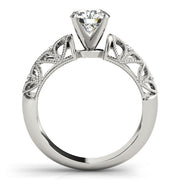 Crowned Antique Round Diamond Engagement Ring in 10K/14K gold and platinum with certified lab-grown or natural diamonds