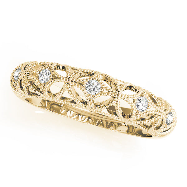 Vintage-Inspired Milgrain Half Eternity Ring in 10K/14K gold and platinum with certified lab-grown or natural diamonds