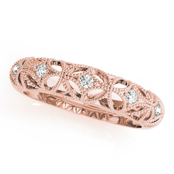 Vintage-Inspired Milgrain Half Eternity Ring in Gold & Platinum