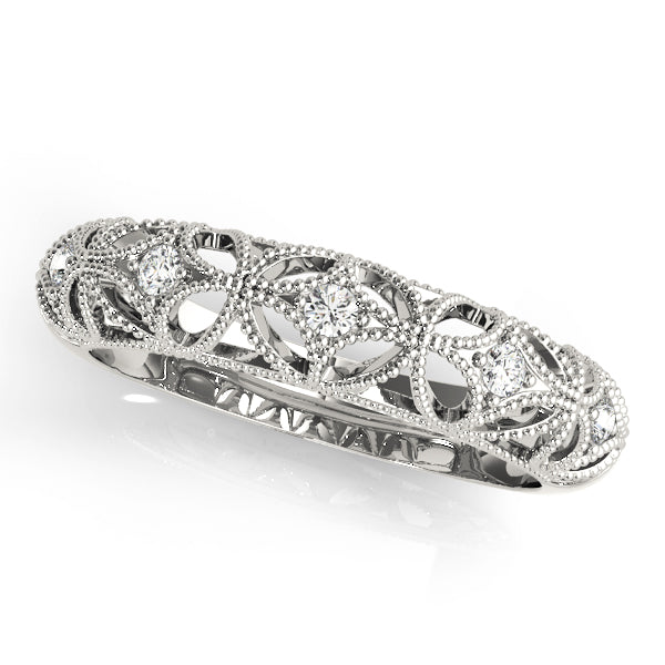Vintage-Inspired Milgrain Half Eternity Ring in Gold & Platinum