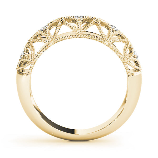 Vintage-Inspired Milgrain Half Eternity Ring in Gold & Platinum