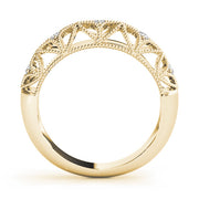 Vintage-Inspired Milgrain Half Eternity Ring in Gold & Platinum