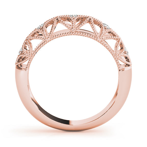 Vintage-Inspired Milgrain Half Eternity Ring in Gold & Platinum