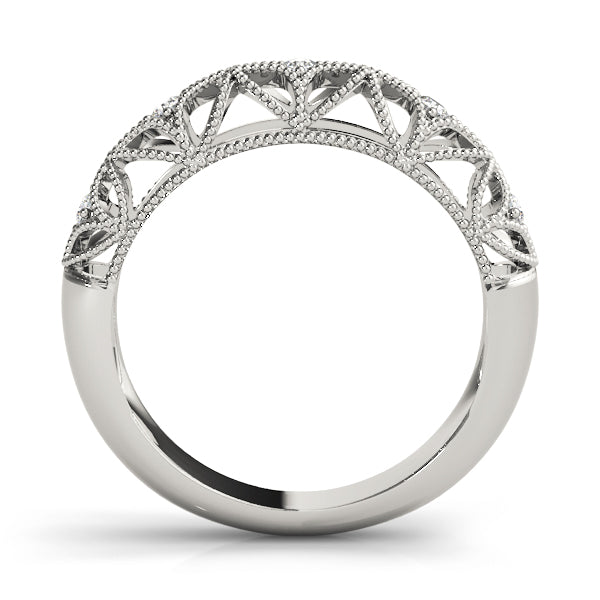 Vintage-Inspired Milgrain Half Eternity Ring in Gold & Platinum