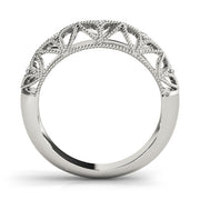 Vintage-Inspired Milgrain Half Eternity Ring in Gold & Platinum
