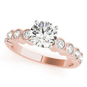 Graceful Bezel-Set Round Diamond Engagement Ring in 10K/14K gold and platinum with certified lab-grown or natural diamonds