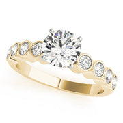 Graceful Bezel-Set Round Diamond Engagement Ring in 10K/14K gold and platinum with certified lab-grown or natural diamonds