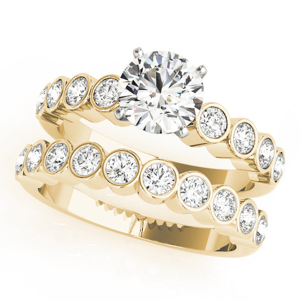 Graceful Bezel-Set Round Diamond Engagement Ring in 10K/14K gold and platinum with certified lab-grown or natural diamonds
