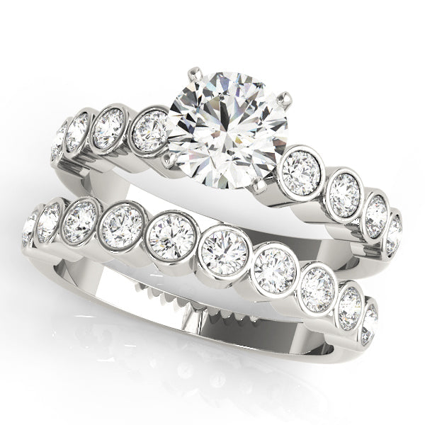 Graceful Bezel-Set Round Diamond Engagement Ring in 10K/14K gold and platinum with certified lab-grown or natural diamonds