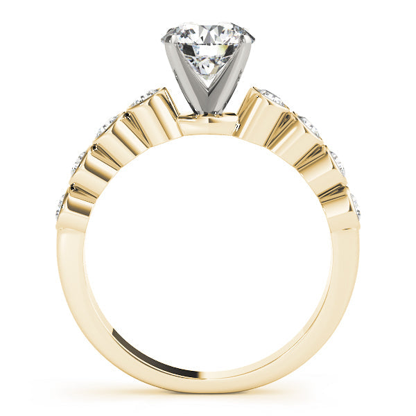 Graceful Bezel-Set Round Diamond Engagement Ring in 10K/14K gold and platinum with certified lab-grown or natural diamonds