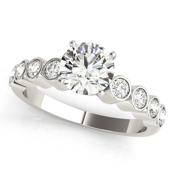 Graceful Bezel-Set Round Diamond Engagement Ring in 10K/14K gold and platinum with certified lab-grown or natural diamonds