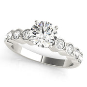 Graceful Bezel-Set Round Diamond Engagement Ring in 10K/14K gold and platinum with certified lab-grown or natural diamonds