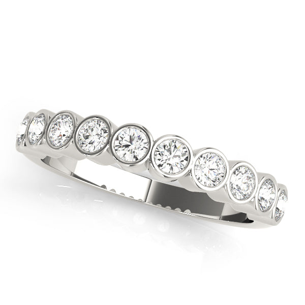 Bezel Set Half Eternity Ring in Gold & Platinum