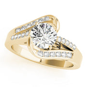 Pristine Bypass Round Diamond Engagement Ring in 10K/14K gold and platinum with certified lab-grown or natural diamonds
