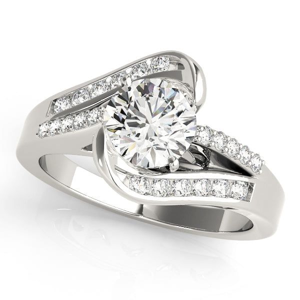 Pristine Bypass Round Diamond Engagement Ring in 10K/14K gold and platinum with certified lab-grown or natural diamonds