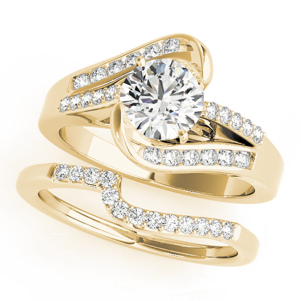 Pristine Bypass Round Diamond Engagement Ring in 10K/14K gold and platinum with certified lab-grown or natural diamonds