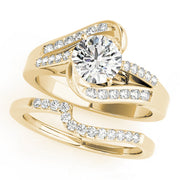 Pristine Bypass Round Diamond Engagement Ring in 10K/14K gold and platinum with certified lab-grown or natural diamonds