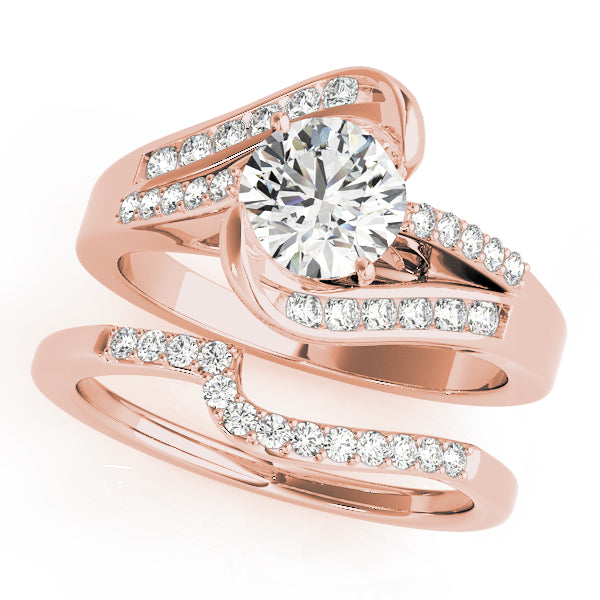 Pristine Bypass Round Diamond Engagement Ring in 10K/14K gold and platinum with certified lab-grown or natural diamonds