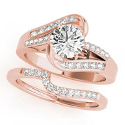 Pristine Bypass Round Diamond Engagement Ring in 10K/14K gold and platinum with certified lab-grown or natural diamonds