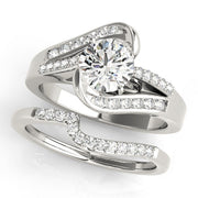 Pristine Bypass Round Diamond Engagement Ring in 10K/14K gold and platinum with certified lab-grown or natural diamonds