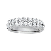 Double Row Shared Prong Half Eternity Ring in 10K/14K gold and platinum with certified lab-grown or natural diamonds