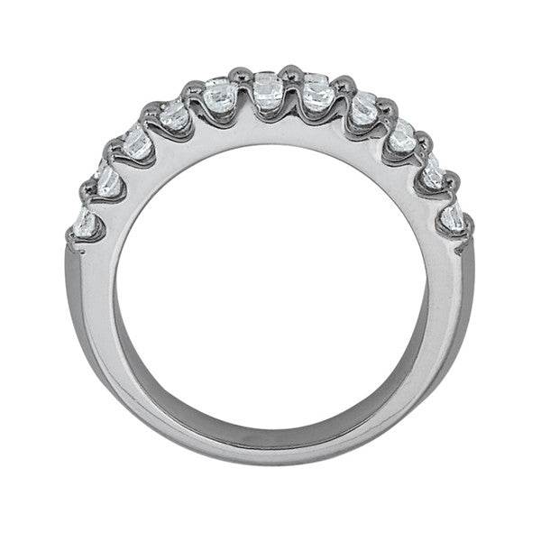 Double Row Shared Prong Half Eternity Ring in Gold & Platinum