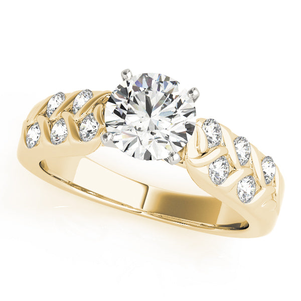 Classic Multi-Row Round Diamond Engagement Ring in 10K/14K gold and platinum with certified lab-grown or natural diamonds