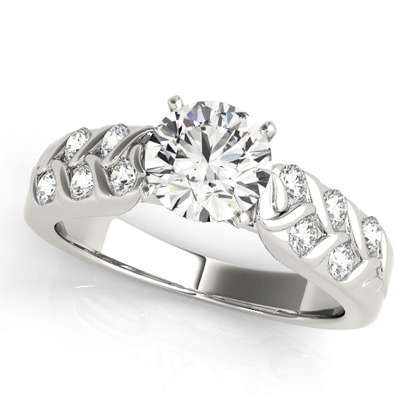 Classic Multi-Row Round Diamond Engagement Ring in 10K/14K gold and platinum with certified lab-grown or natural diamonds