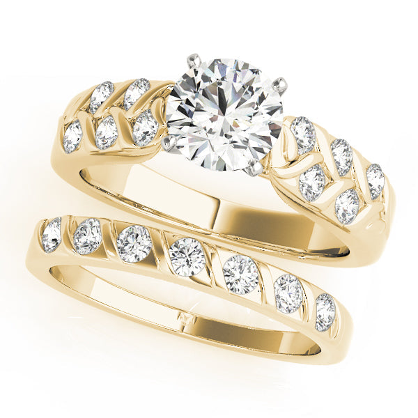 Classic Multi-Row Round Diamond Engagement Ring in 10K/14K gold and platinum with certified lab-grown or natural diamonds