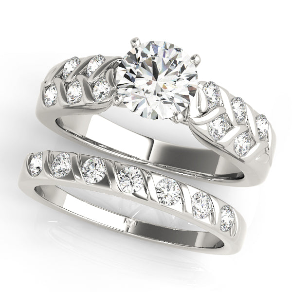 Classic Multi-Row Round Diamond Engagement Ring in 10K/14K gold and platinum with certified lab-grown or natural diamonds