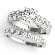 Classic Multi-Row Round Diamond Engagement Ring in 10K/14K gold and platinum with certified lab-grown or natural diamonds