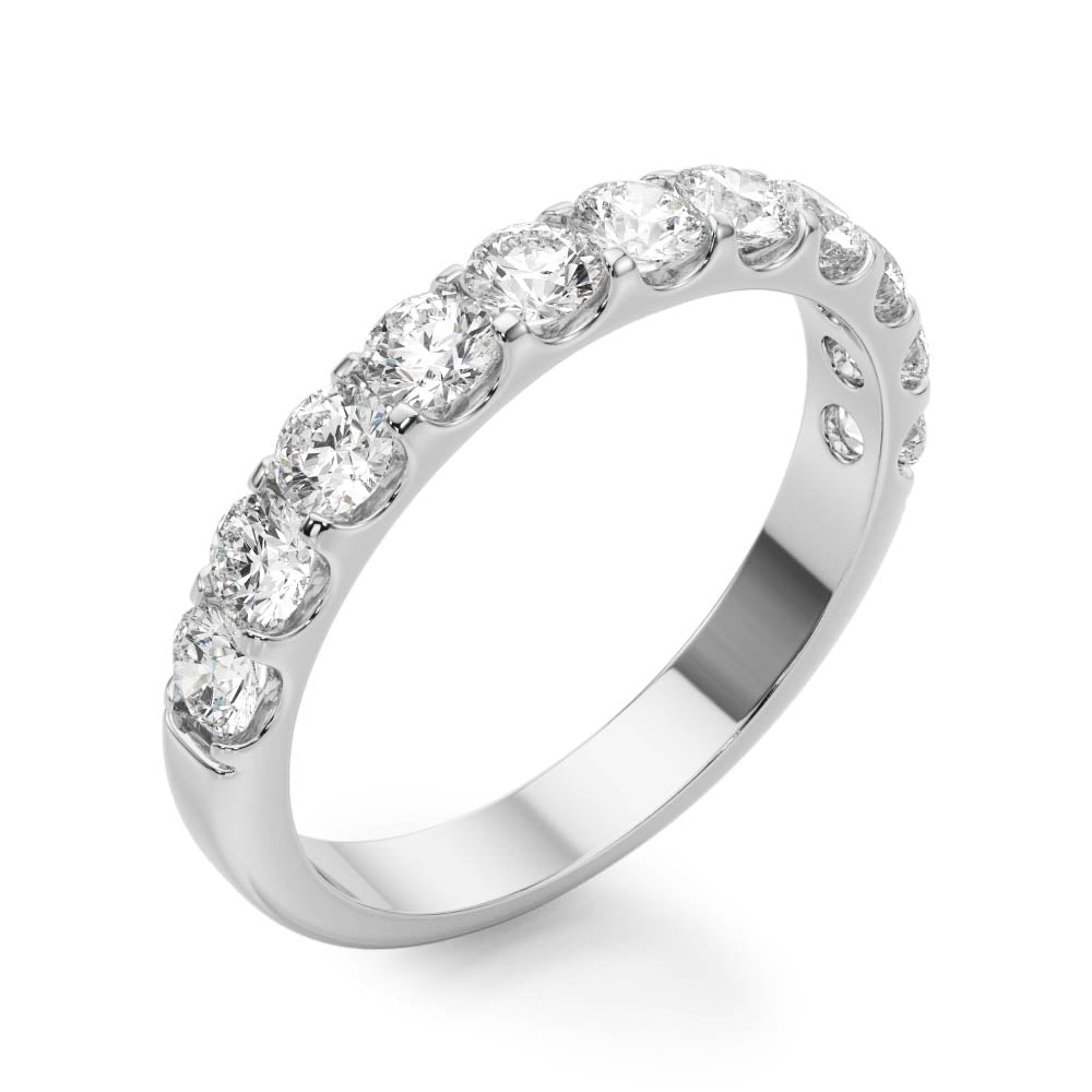 Shared Prong Diamond Half Eternity Ring in Gold & Platinum